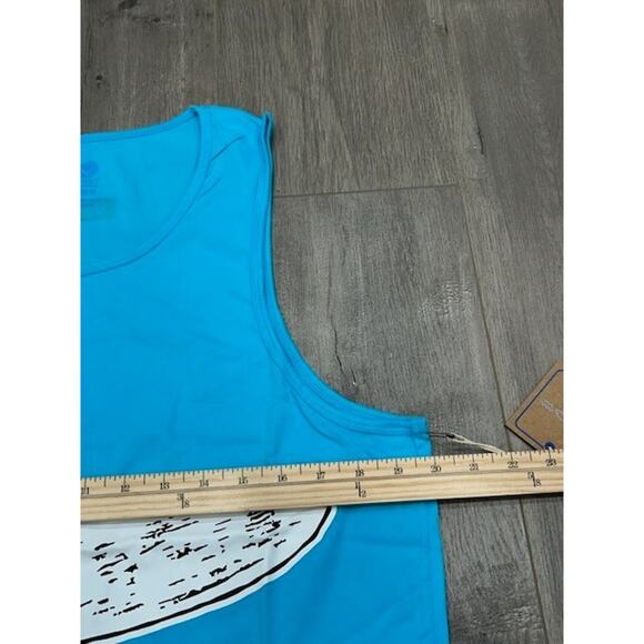 NWT VastLife Mens Yogi Fro Graphic Logo Tee Tank Top Scoop Neck Aqua Blue Size M - Picture 10 of 11